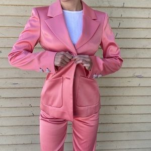 & other stories pink silk suit